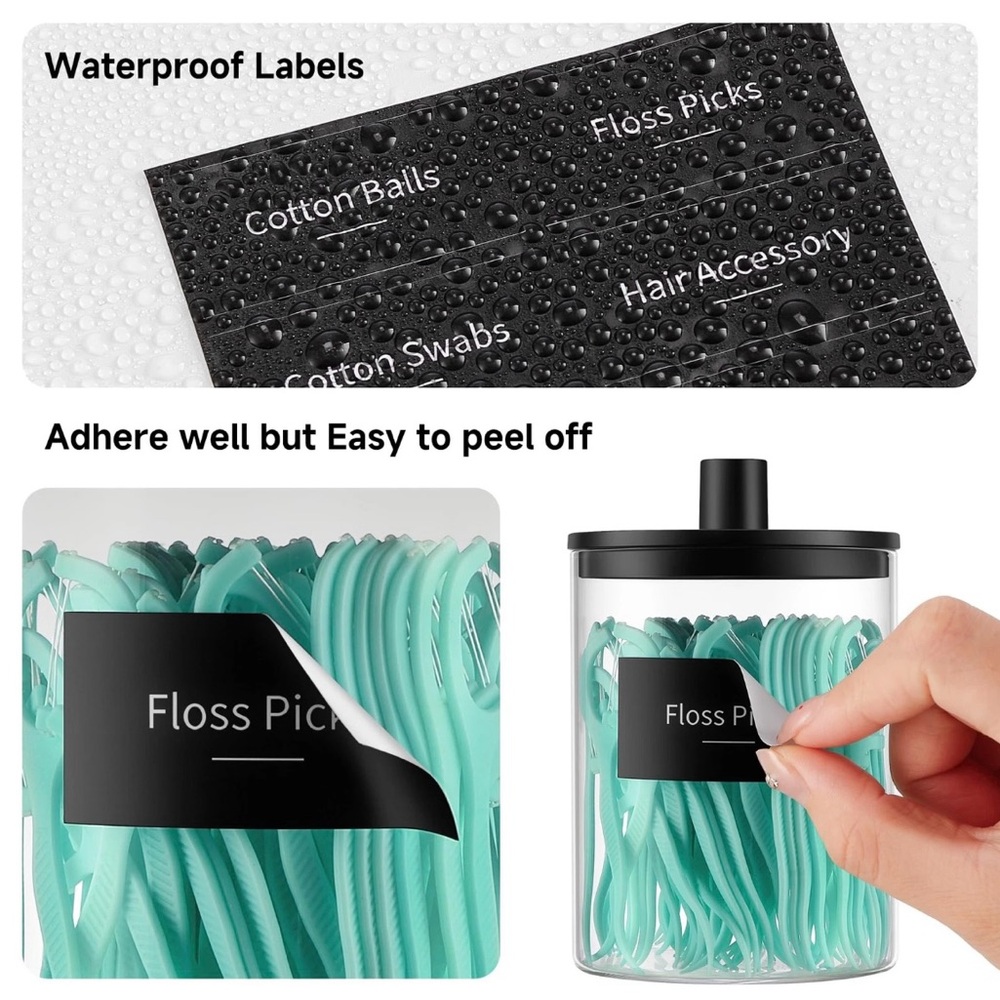 TIPGO Glass Qtip Holder Dispenser for Bathroom 10 oz CleaCanister Apothecary Jar - Picture 3 of 8